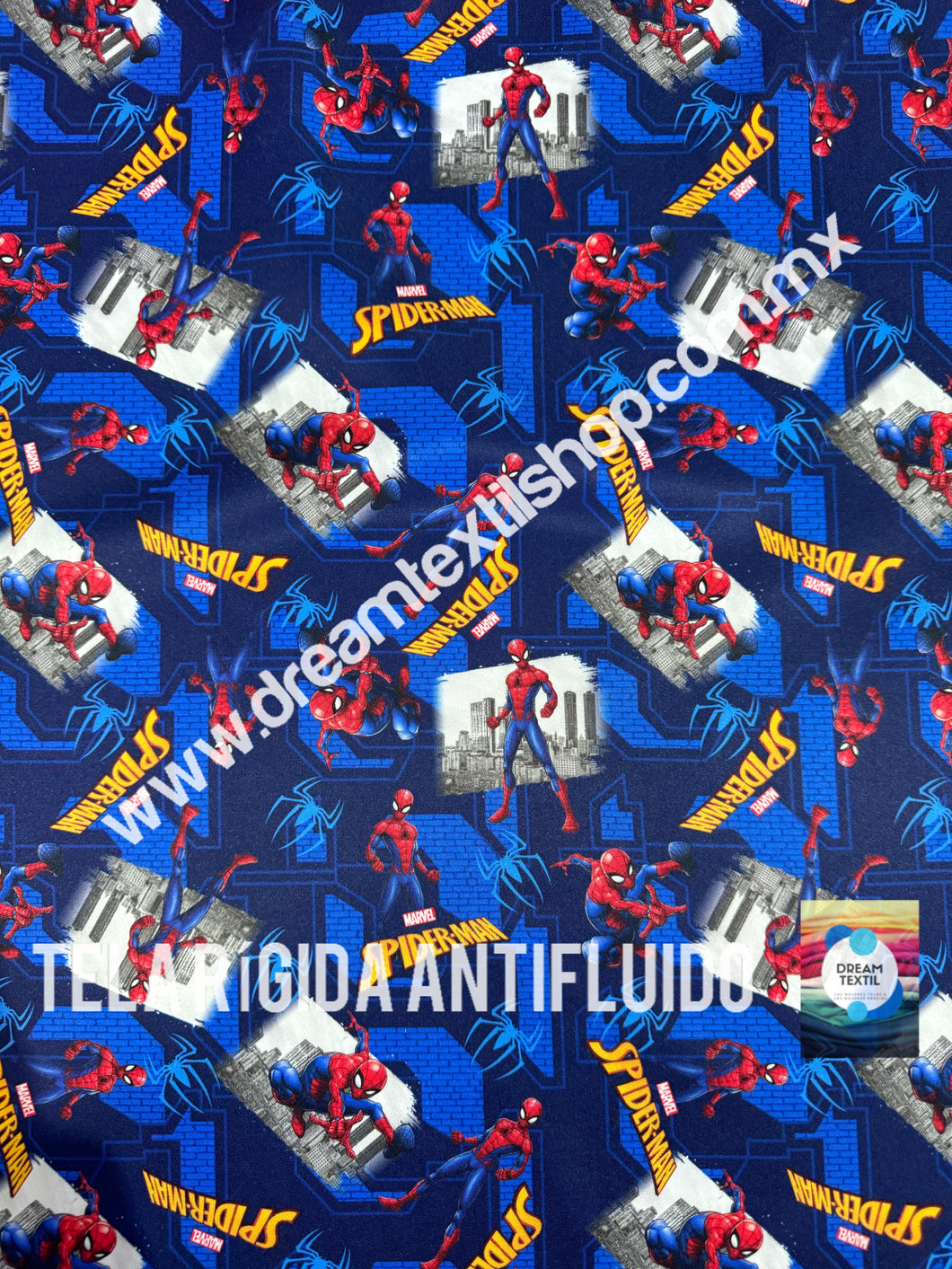 Microfibra Antifluidos Rígido Spiderman wall fondo azul