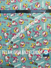 Cargar imagen en el visor de la galería, Microfibra Antifluidos Rígido Kitty Happy Aqua
