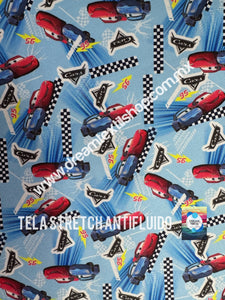 Microfibra Stretch Antifluidos Cars fondo azul