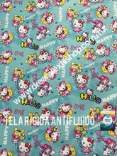Cargar imagen en el visor de la galería, Microfibra Antifluidos Rígido Kitty Happy Aqua
