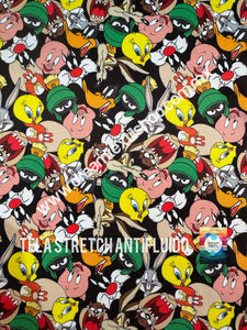 Microfibra Stretch Antifluidos Looney tunes fondo negro