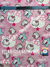 Cargar imagen en el visor de la galería, Microfibra Antifluidos Rígido Kitty Estrella fondo rosa
