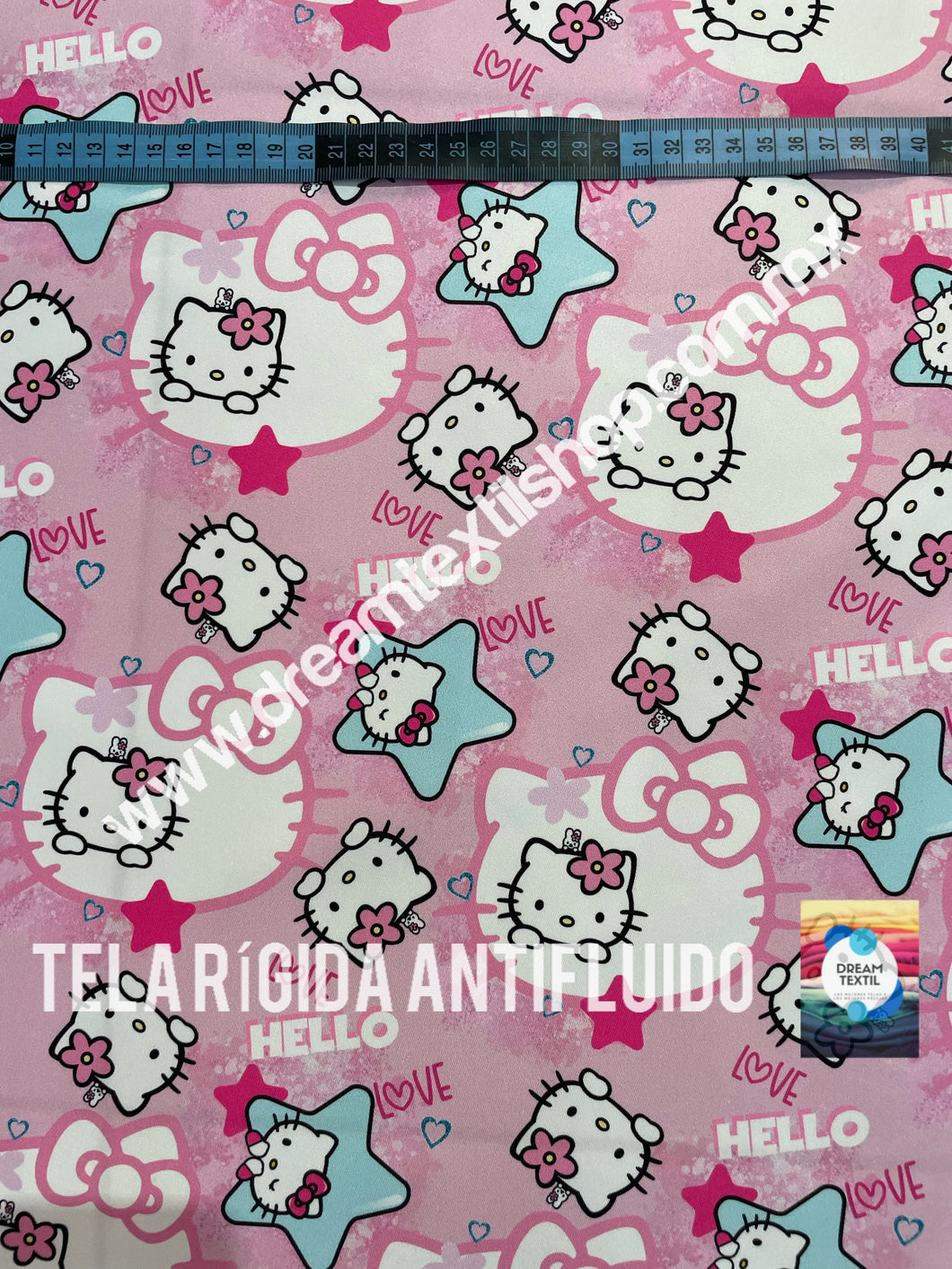 Microfibra Antifluidos Rígido Kitty Estrella fondo rosa