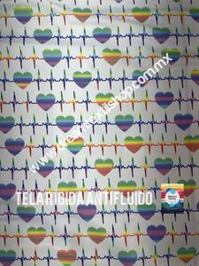 Microfibra Antifluidos Rígido Corazón electrocardiograma fondo blanco