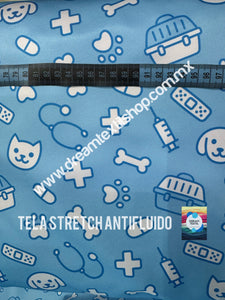 Microfibra Stretch Antifluidos Veterinario fondo azul