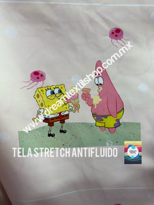 Microfibra Stretch Antifluidos Bob Esponja y Patricio cap (48 x 48cm centrado 20cm