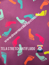 Cargar imagen en el visor de la galería, Microfibra Stretch Antifluidos Pies Tie dye fondo morado
