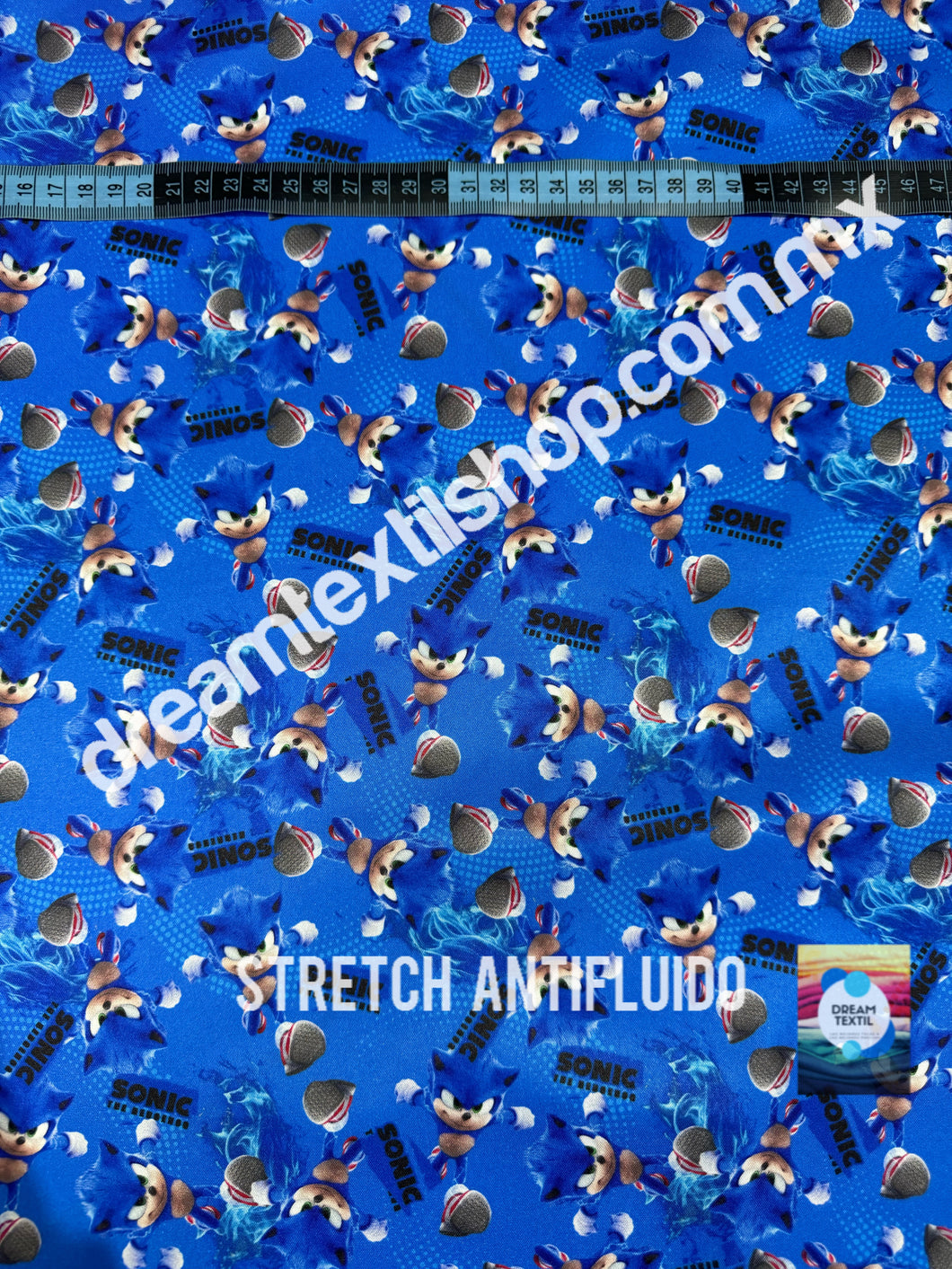 Microfibra Stretch Antifluidos Sonic fondo azul