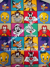 Cargar imagen en el visor de la galería, Microfibra Stretch Antifluidos  Looney tunes icons dentista
