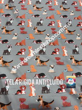 Cargar imagen en el visor de la galería, Microfibra Antifluidos Rígido Perritos fondo gris
