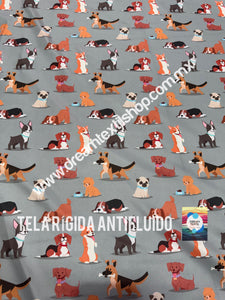 Microfibra Antifluidos Rígido Perritos fondo gris