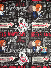 Cargar imagen en el visor de la galería, Microfibra Antifluidos Rígido Medicina Grey's Anatomy fondo negro
