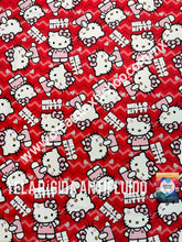Cargar imagen en el visor de la galería, Microfibra Antifluidos Rígido Kitty fondo rojo
