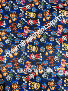 Microfibra Stretch Antifluidos Paw patrol lineas fondo azul