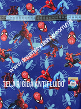 Cargar imagen en el visor de la galería, Microfibra Antifluidos Rígido Spiderman fondo azul
