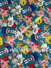 Cargar imagen en el visor de la galería, Microfibra Stretch Antifluidos Bob Esponja fondo aqua
