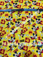 Cargar imagen en el visor de la galería, Microfibra Antifluidos Rígido Mickey Silueta fondo amarillo
