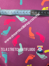 Cargar imagen en el visor de la galería, Microfibra Stretch Antifluidos Pies Tie dye fondo morado
