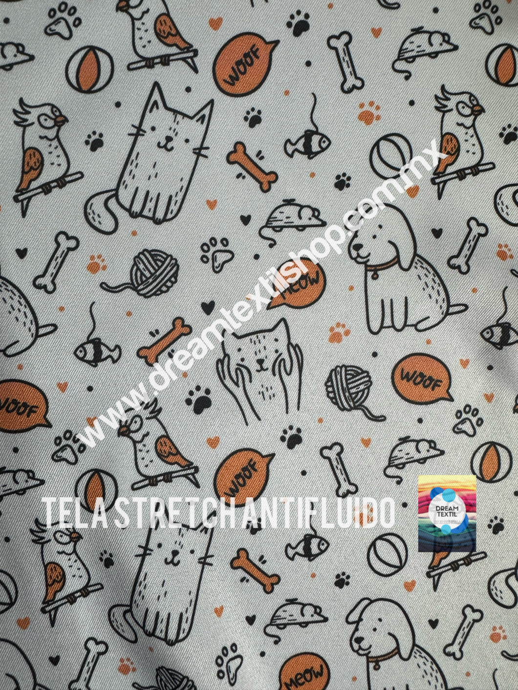 Microfibra Stretch Antifluidos Perritos y gatitos fondo blanco