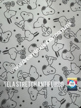 Cargar imagen en el visor de la galería, Microfibra Stretch Antifluidos snoopy fondo blanco

