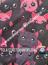 Cargar imagen en el visor de la galería, Microfibra Stretch Antifluidos Gatitos Black and pink
