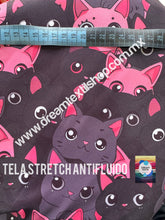 Cargar imagen en el visor de la galería, Microfibra Stretch Antifluidos Gatitos Black and pink
