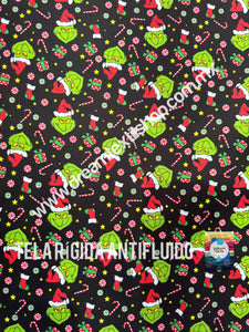 Microfibra Antifluidos Rígido Grinch Navideño fondo negro