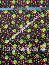 Cargar imagen en el visor de la galería, Microfibra Antifluidos Rígido Grinch Navideño fondo negro
