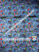 Cargar imagen en el visor de la galería, Microfibra Antifluidos Rígido Stich Navideño azul arbol
