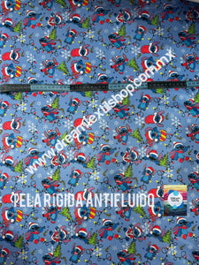 Microfibra Antifluidos Rígido Stich Navideño azul arbol