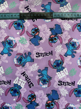 Cargar imagen en el visor de la galería, Microfibra Stretch Antifluidos Stitch Hey fondo lila
