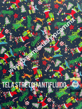 Cargar imagen en el visor de la galería, Microfibra Stretch Antifluidos Grinch Dulce fondo azul
