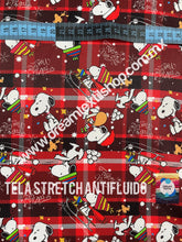 Cargar imagen en el visor de la galería, Microfibra Stretch Antifluidos Snoopy Navidad franela
