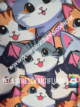 Cargar imagen en el visor de la galería, Microfibra Stretch Antifluidos Gatitos tiernos gris gde
