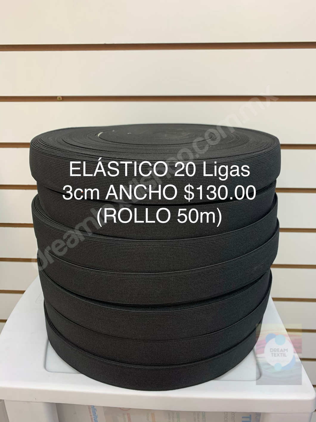 ElÌÁstico Negro 3cm de ancho 50 metros el rollo