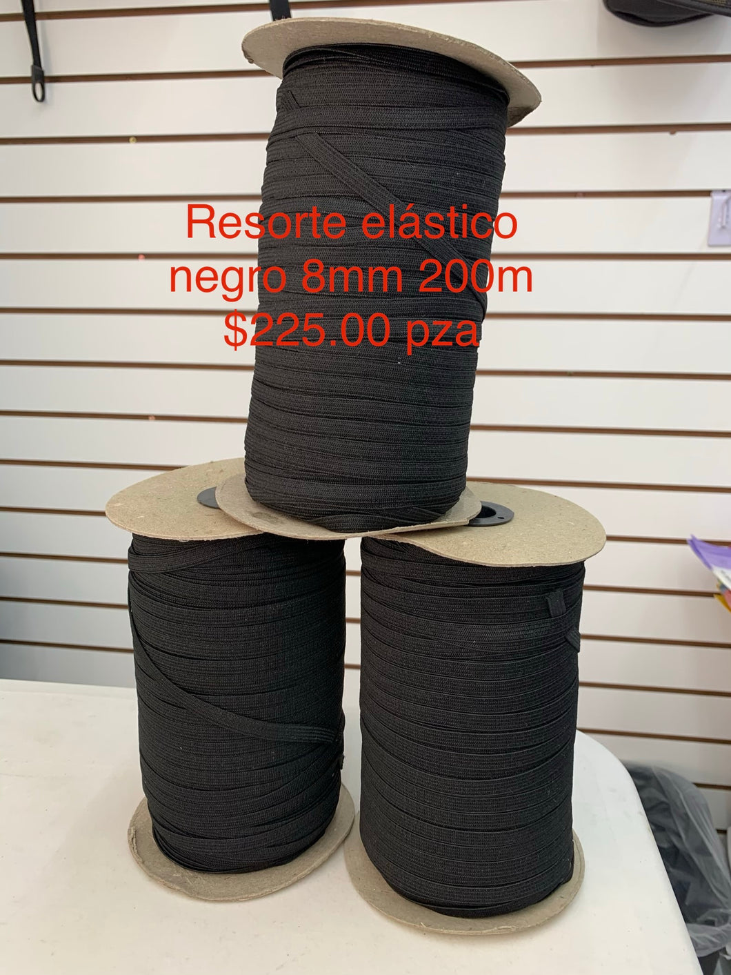 ElÌÁstico negro 0.8mm de ancho 200 metros el rollo